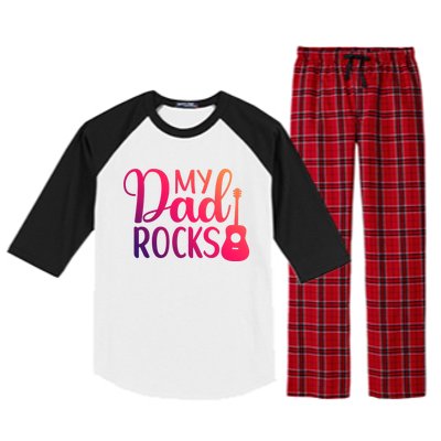 My Dad Rocks Guitar Gift Raglan Sleeve Pajama Set