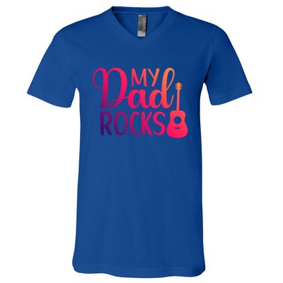 My Dad Rocks Guitar Gift V-Neck T-Shirt