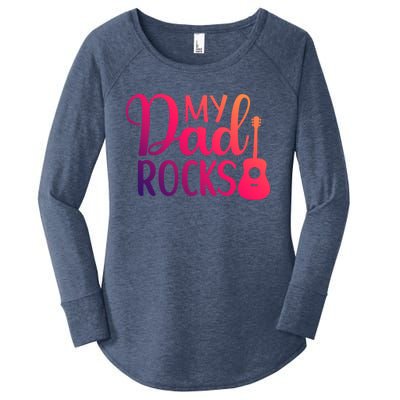 My Dad Rocks Guitar Gift Women's Perfect Tri Tunic Long Sleeve Shirt