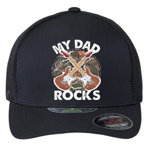 My Dad Rocks Rocker Father Rock And Roll Papa Daddy Music Meaningful Gift Flexfit Unipanel Trucker Cap