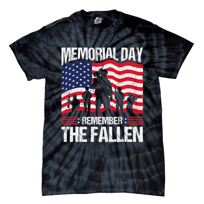 Memorial Day Remember the Proud Veteran Military Vintage Tie-Dye T-Shirt