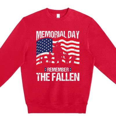 Memorial Day Remember the Proud Veteran Military Vintage Premium Crewneck Sweatshirt