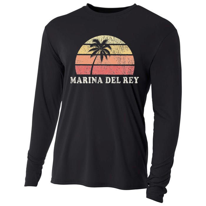 Marina Del Rey Ca Vintage 70s Retro Throwback Design Cooling Performance Long Sleeve Crew