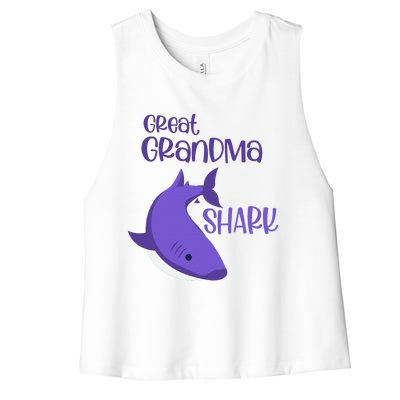 Mother's Day S Funny Humor For Great Grandma Shark Women's Racerback Cropped Tank