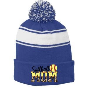 Mothers Day Softball Mom Quotes Gift Stripe Pom Pom Beanie