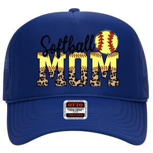 Mothers Day Softball Mom Quotes Gift High Crown Mesh Back Trucker Hat