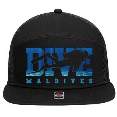 Maldives Diver Souvenir Gift 7 Panel Mesh Trucker Snapback Hat