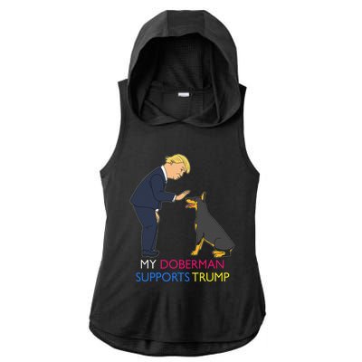 My Doberman Supports Trump Gift Doberman Pinscher Ladies PosiCharge Tri-Blend Wicking Draft Hoodie Tank