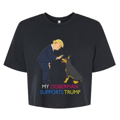 My Doberman Supports Trump Gift Doberman Pinscher Bella+Canvas Jersey Crop Tee