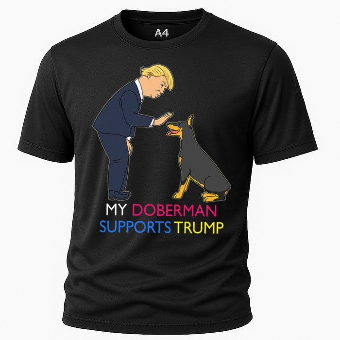 My Doberman Supports Trump Gift Doberman Pinscher Cooling Performance Crew T-Shirt