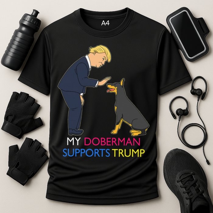 My Doberman Supports Trump Gift Doberman Pinscher Cooling Performance Crew T-Shirt