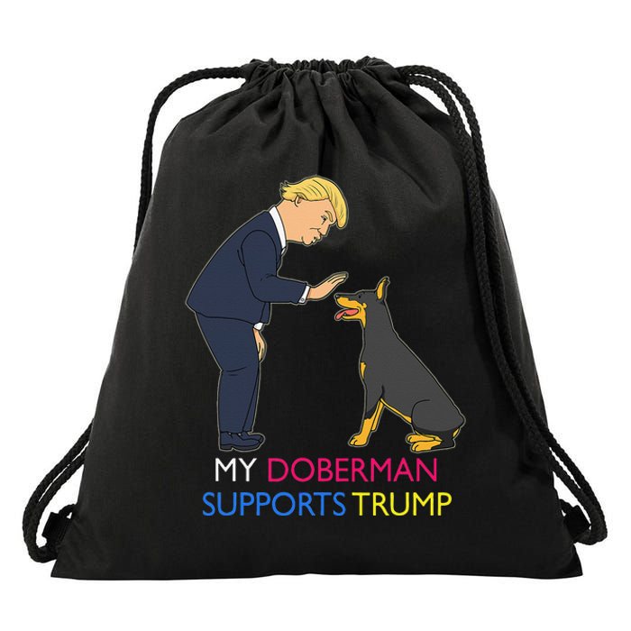 My Doberman Supports Trump Gift Doberman Pinscher Drawstring Bag