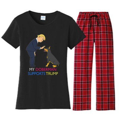 My Doberman Supports Trump Gift Doberman Pinscher Women's Flannel Pajama Set