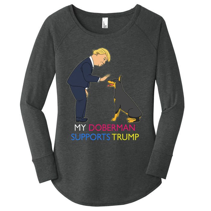 My Doberman Supports Trump Gift Doberman Pinscher Women's Perfect Tri Tunic Long Sleeve Shirt