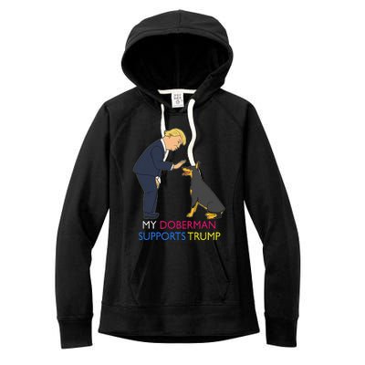 My Doberman Supports Trump Gift Doberman Pinscher Women's Fleece Hoodie