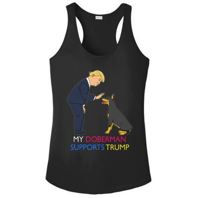 My Doberman Supports Trump Gift Doberman Pinscher Ladies PosiCharge Competitor Racerback Tank