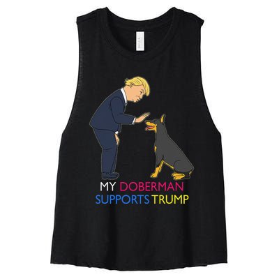 My Doberman Supports Trump Gift Doberman Pinscher Women's Racerback Cropped Tank