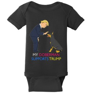 My Doberman Supports Trump Gift Doberman Pinscher Baby Bodysuit