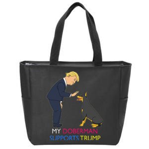 My Doberman Supports Trump Gift Doberman Pinscher Zip Tote Bag