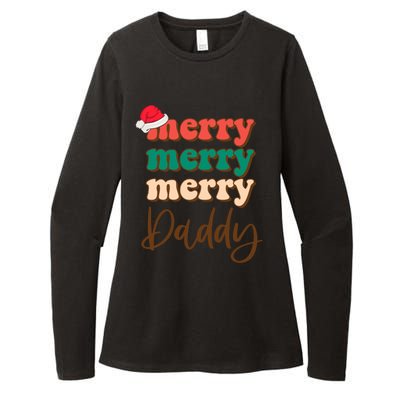 Merry Daddy Santa Claus Hat Funny Family Christmas Pajama Gift Womens CVC Long Sleeve Shirt