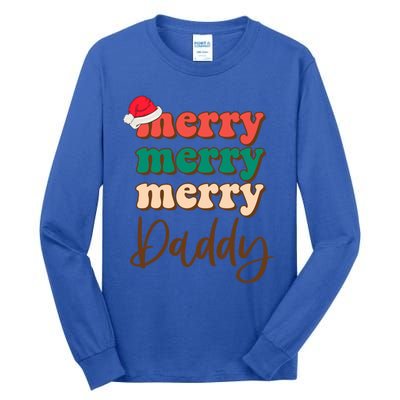 Merry Daddy Santa Claus Hat Funny Family Christmas Pajama Gift Tall Long Sleeve T-Shirt