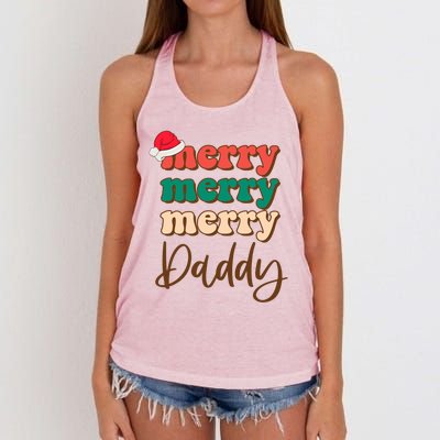 Merry Daddy Santa Claus Hat Funny Family Christmas Pajama Gift Women's Knotted Racerback Tank