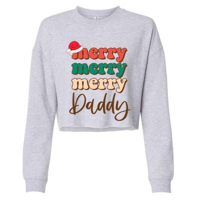 Merry Daddy Santa Claus Hat Funny Family Christmas Pajama Gift Cropped Pullover Crew