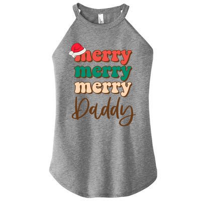 Merry Daddy Santa Claus Hat Funny Family Christmas Pajama Gift Women’s Perfect Tri Rocker Tank