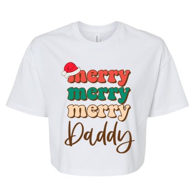 Merry Daddy Santa Claus Hat Funny Family Christmas Pajama Gift Bella+Canvas Jersey Crop Tee