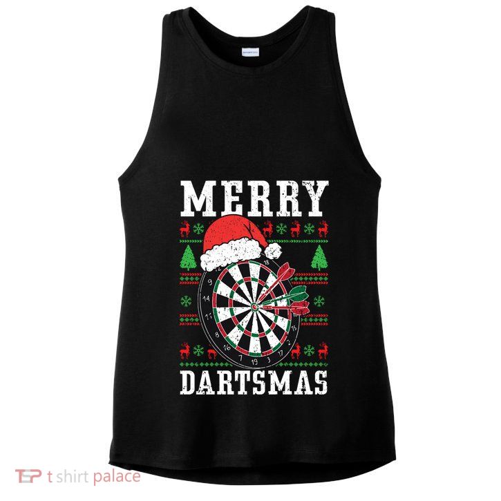 Merry Dartmas Sport Lover Merry Xmas Christmas Day Funny Gift Ladies PosiCharge Tri-Blend Wicking Tank