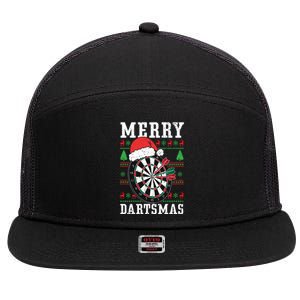 Merry Dartmas Sport Lover Merry Xmas Christmas Day Funny Gift 7 Panel Mesh Trucker Snapback Hat