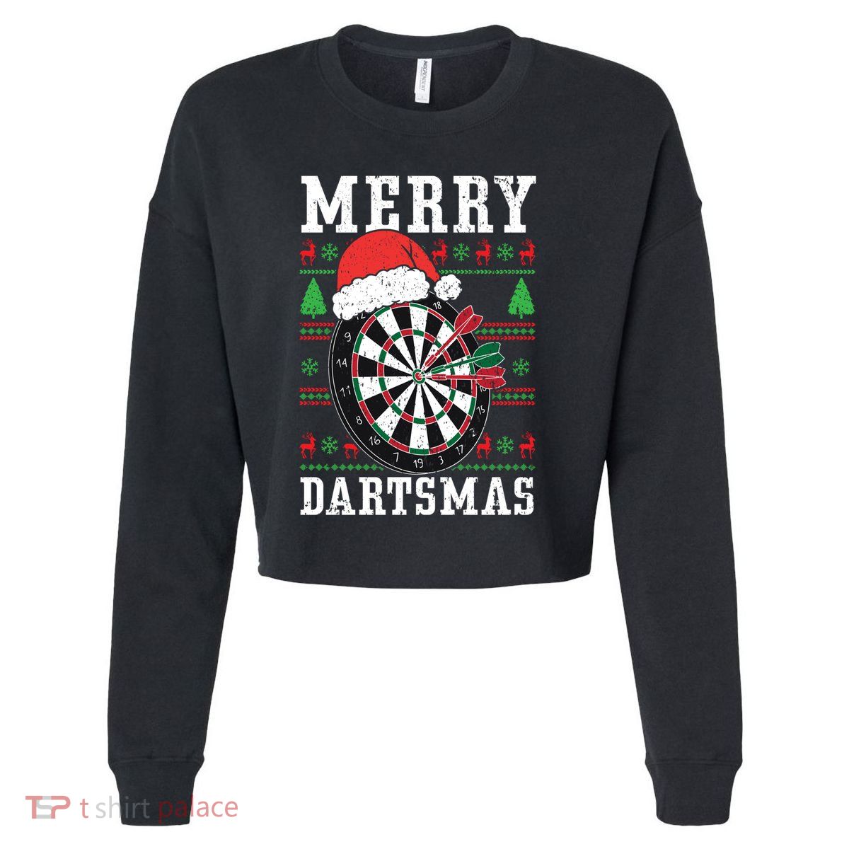 Merry Dartmas Sport Lover Merry Xmas Christmas Day Funny Gift Cropped Pullover Crew