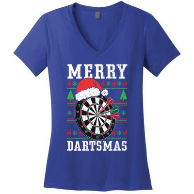 Merry Dartmas Sport Lover Merry Xmas Christmas Day Funny Gift Women's V-Neck T-Shirt