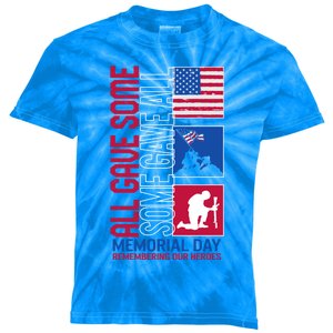 Memorial Day Some Gave All Military American Flag Veterans Gift Kids Tie-Dye T-Shirt