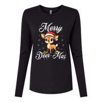 Merry Deermas Santa Deer Animal Lovers Christmas Puns Tank Top Womens Cotton Relaxed Long Sleeve T-Shirt