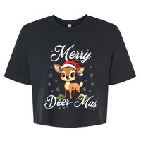 Merry Deermas Santa Deer Animal Lovers Christmas Puns Tank Top Bella+Canvas Jersey Crop Tee