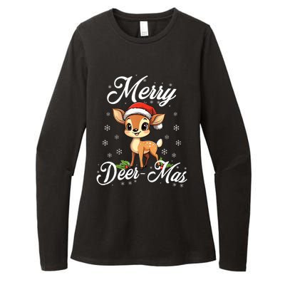 Merry Deermas Santa Deer Animal Lovers Christmas Puns Tank Top Womens CVC Long Sleeve Shirt