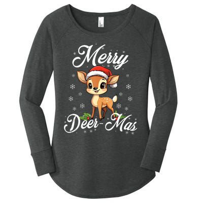 Merry Deermas Santa Deer Animal Lovers Christmas Puns Tank Top Women's Perfect Tri Tunic Long Sleeve Shirt