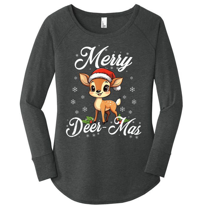 Merry Deermas Santa Deer Animal Lovers Christmas Puns Tank Top Women's Perfect Tri Tunic Long Sleeve Shirt