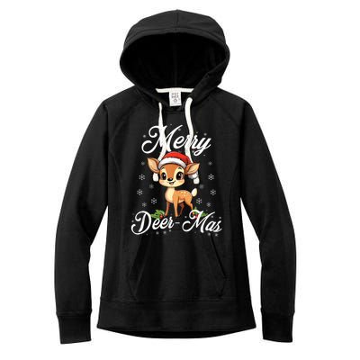 Merry Deermas Santa Deer Animal Lovers Christmas Puns Tank Top Women's Fleece Hoodie