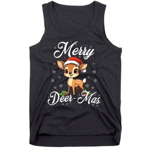 Merry Deermas Santa Deer Animal Lovers Christmas Puns Tank Top Tank Top