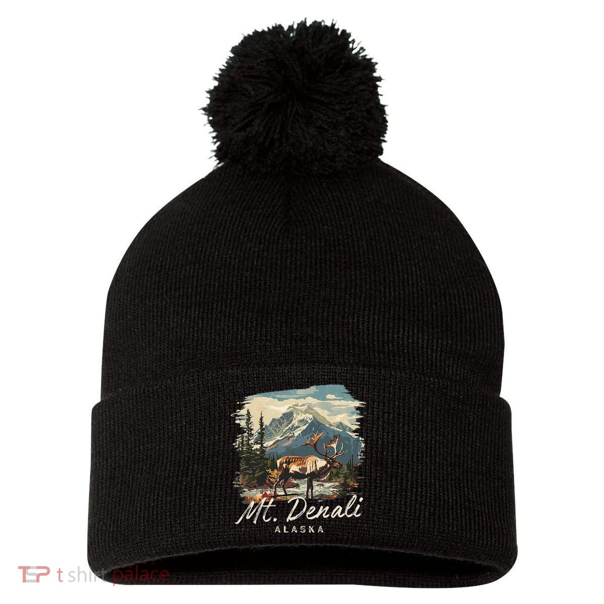 Mount Denali Souvenir Mt. Denali Pom Pom 12in Knit Beanie