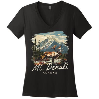 Mount Denali Souvenir Mt. Denali Women's V-Neck T-Shirt