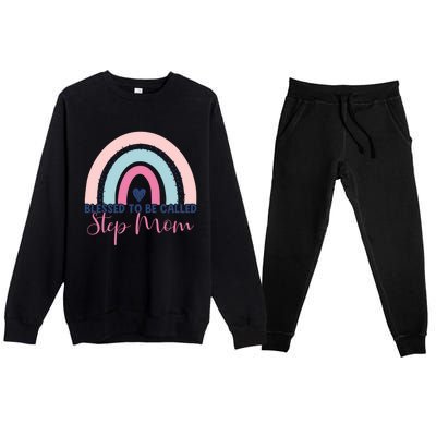 Mothers Day Step Mom Blessed To Be Called Step Mom Rainbow Funny Gift Premium Crewneck Sweatsuit Set