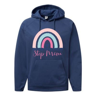 Mothers Day Step Mom Blessed To Be Called Step Mom Rainbow Funny Gift Performance Fleece Hoodie