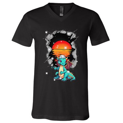 Maritime Dragon Sailors Sailors Sunset V-Neck T-Shirt