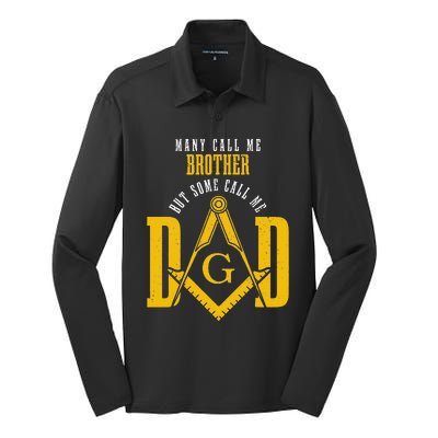 Mason Dad Square & Compass Masonic Shriner Freemason  Silk Touch Performance Long Sleeve Polo