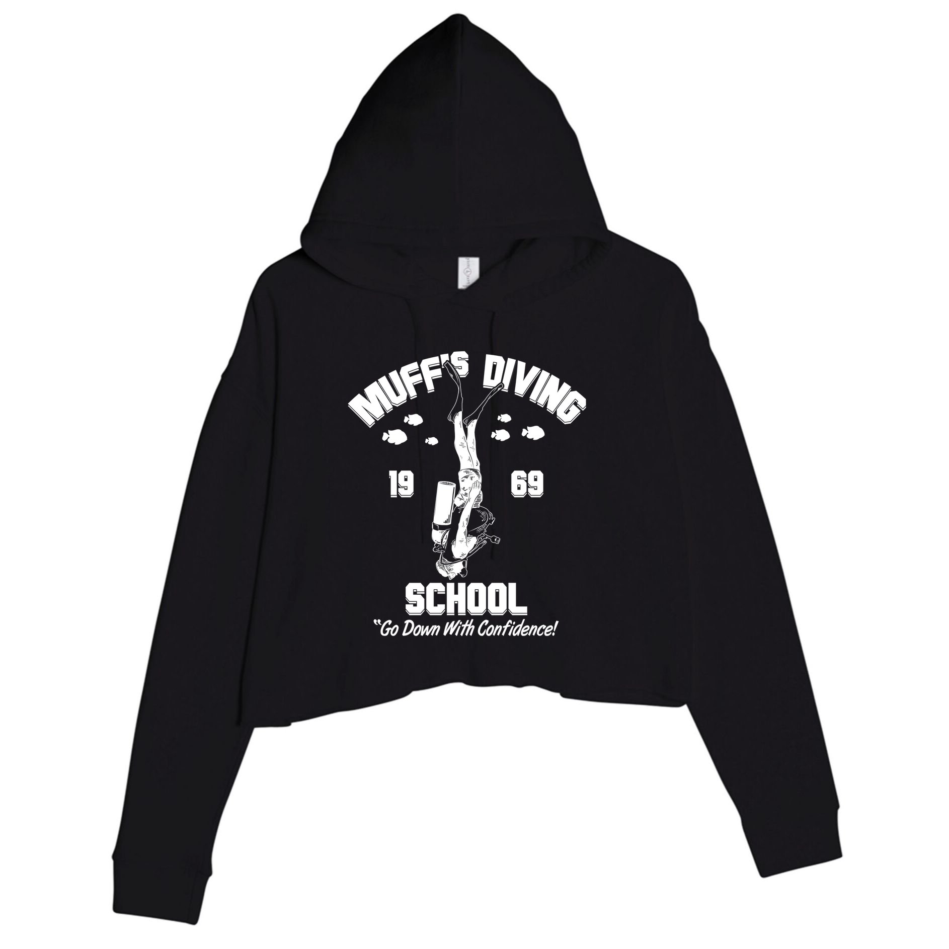Muffs Diving School 1969 Go Down With Confidence Crop Fleece Hoodie