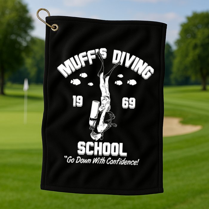 Muffs Diving School 1969 Go Down With Confidence Golf Towel