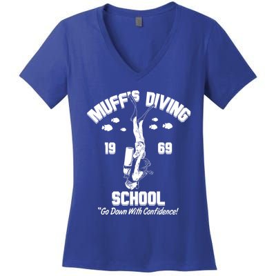 Muffs Diving School 1969 Go Down With Confidence Women's V-Neck T-Shirt